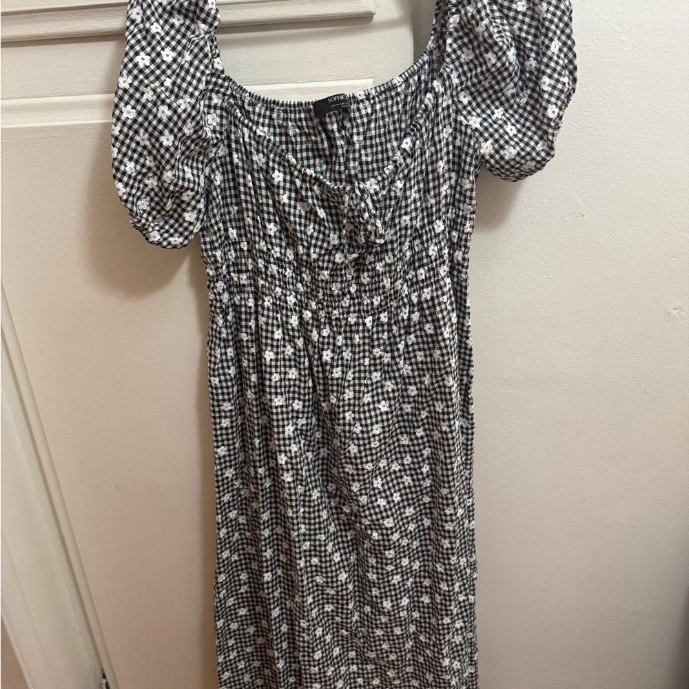 Sophie Rue Black and White Checkered Midi Dress